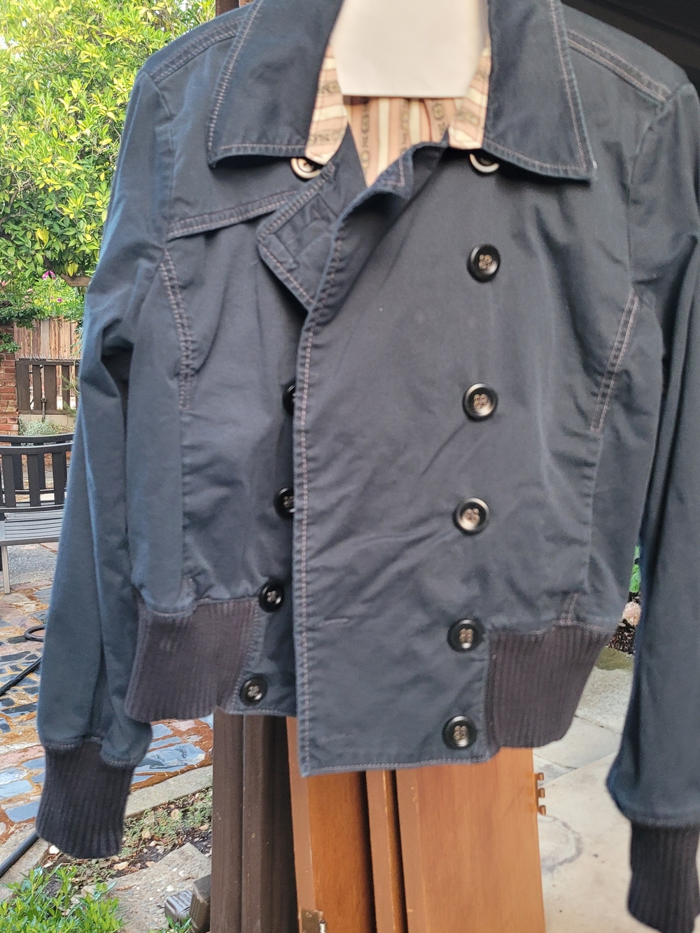 Navy Double-Breasted Casual Bomber
